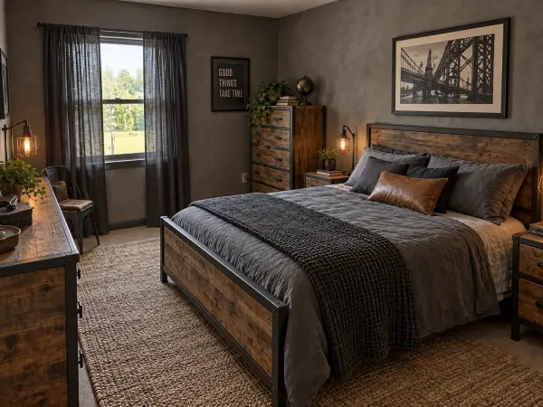 industrial bedroom AI redesign