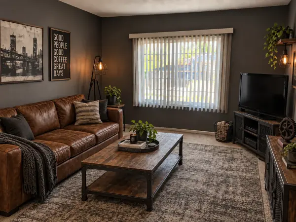 industrial living room AI redesign