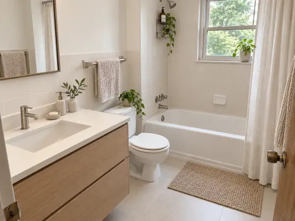 minimalist bathroom AI redesign