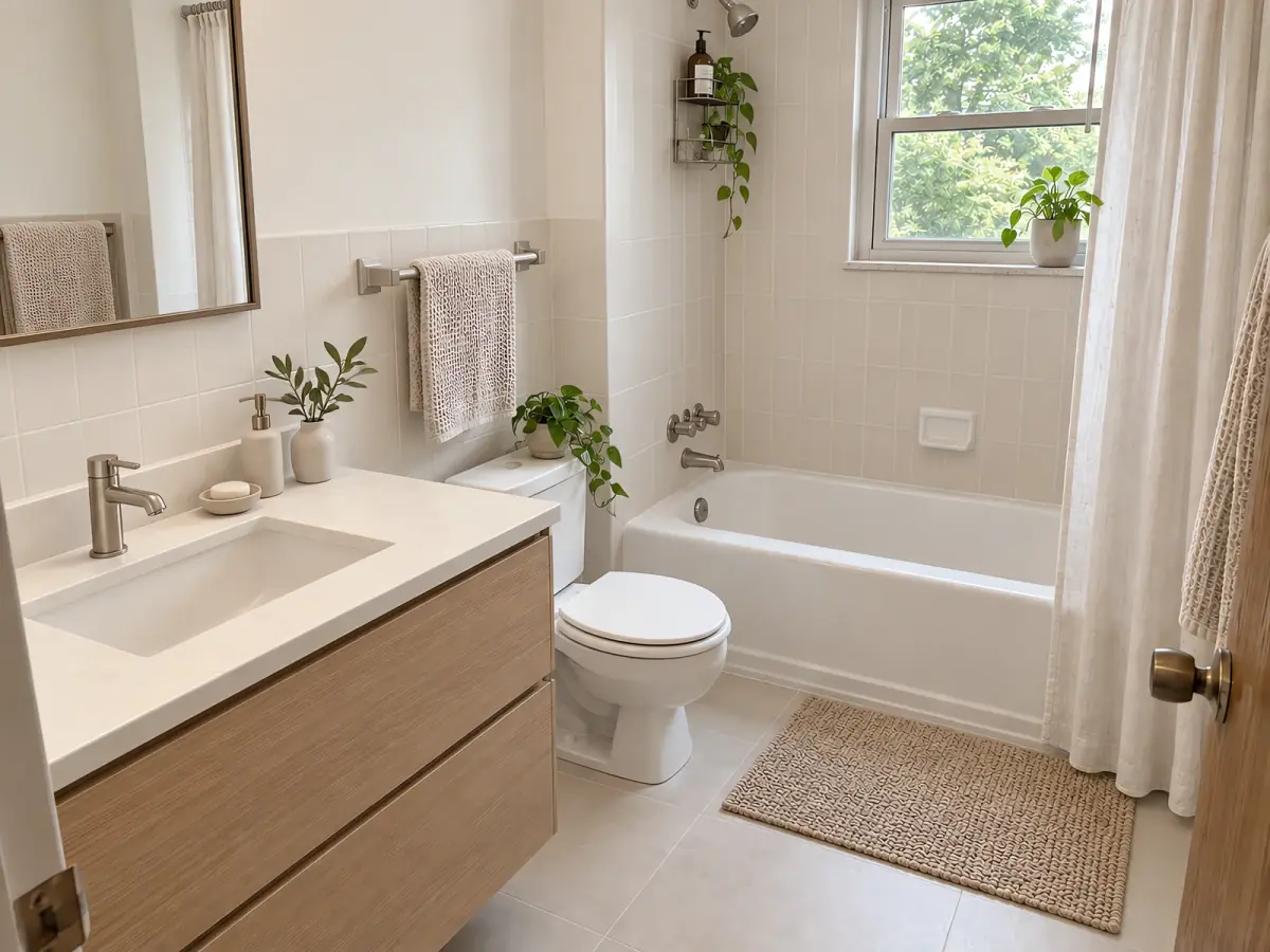 minimalist bathroom AI redesign