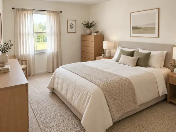minimalist bedroom AI redesign