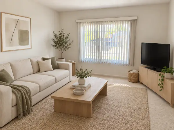 minimalist living room AI redesign